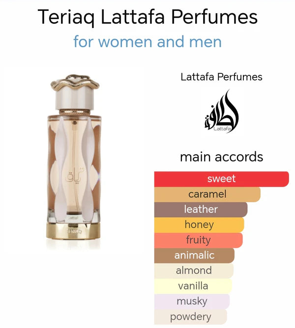 TERIAQ EDP Spray 100ml by Lattafa, Long Lasting Perfumes for Men & Women