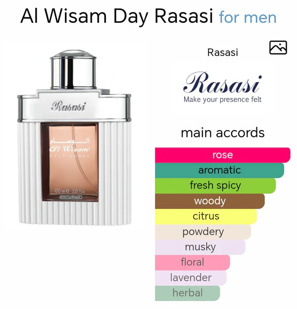 Al Wisam Day Pour Homme EDP Perfume 100ml by Rasasi