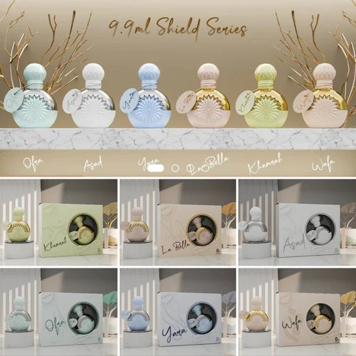 6 Pcs Al Nuaim 9.9ML Attar Perfumed Oil New Shield Series - Khamrah + Asad + Wafa + Yara + Ofra + La Bella)