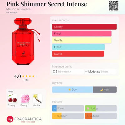 Maison Alhambra Pink Shimmer Secret Intense for Women - EDP - 100ML