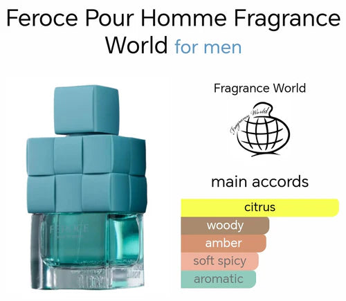 FEROCE Pour Homme EDP Perfume 100ml For Men by Fragrance World - Inspired by Dolce & Gabbana Light Blue Forever