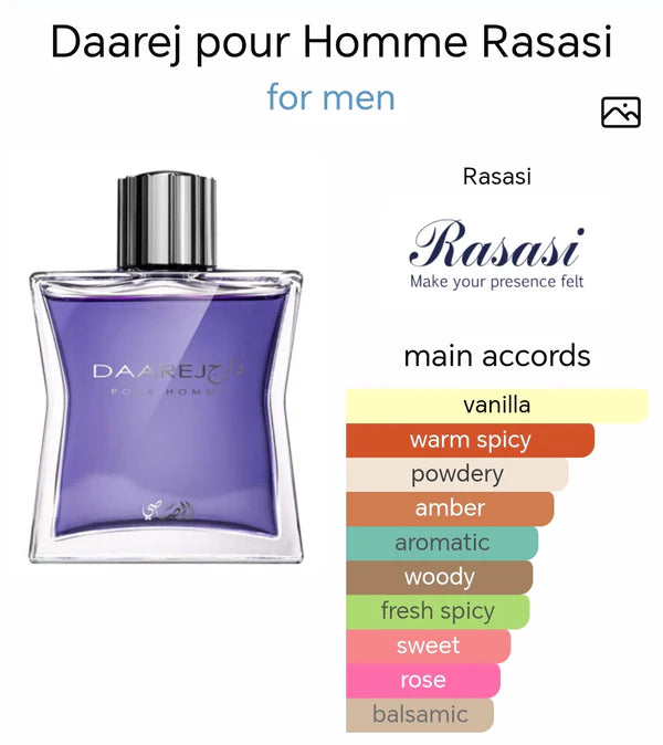 Daarej Pour Homme EDP Perfume 100ml by Rasasi for Men